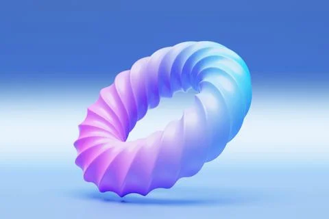 Geometric element in shape of  pink and blue 3d torus. Round realistick ring  Stock Illustration