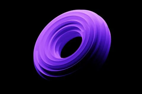 Geometric element in shape of   purple 3d torus. Round realistick ring tor se Illustrazione stock