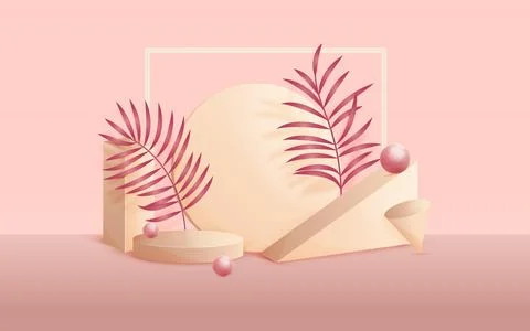 Geometric elements 3d abstract scene background Stock Illustration