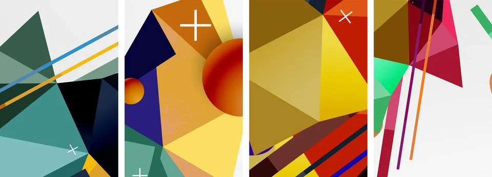 Geometric elements in abstract poster composition set. Vector illustration For Illustrazione stock