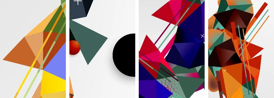Geometric elements in abstract poster composition set. Vector illustration For Stock Illustration