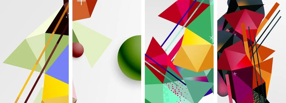 Geometric elements in abstract poster composition set. Vector illustration For 스톡 일러스트