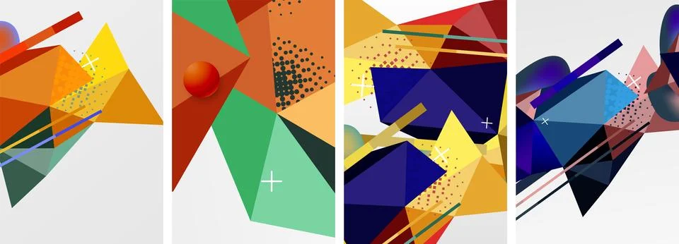 Geometric elements in abstract poster composition set. Vector illustration For Stock Illustration