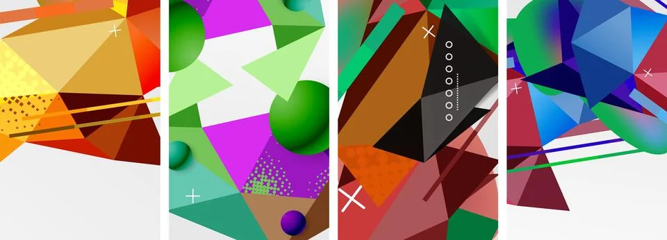 Geometric elements in abstract poster composition set. Vector illustration For イラスト素材