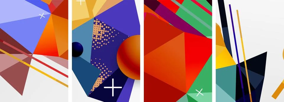 Geometric elements in abstract poster composition set. Vector illustration For Illustrazione stock