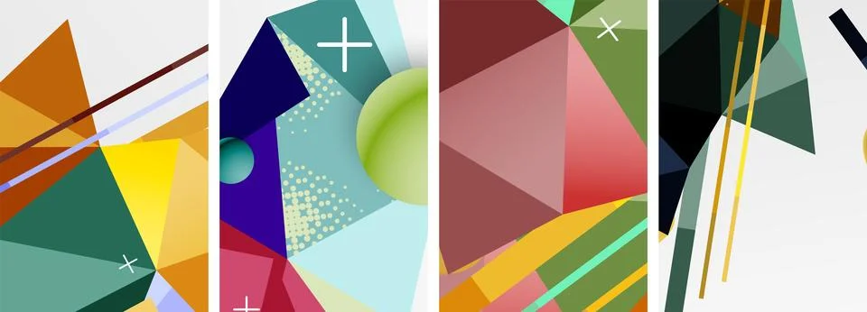 Geometric elements in abstract poster composition set. Vector illustration For 스톡 일러스트