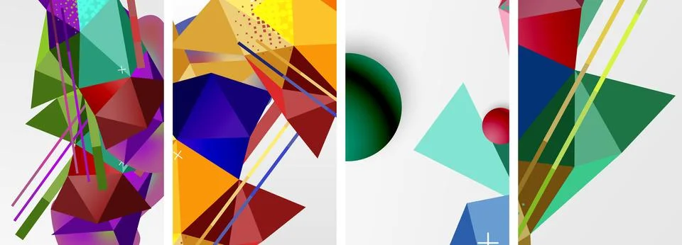 Geometric elements in abstract poster composition set. Vector illustration For Illustrazione stock