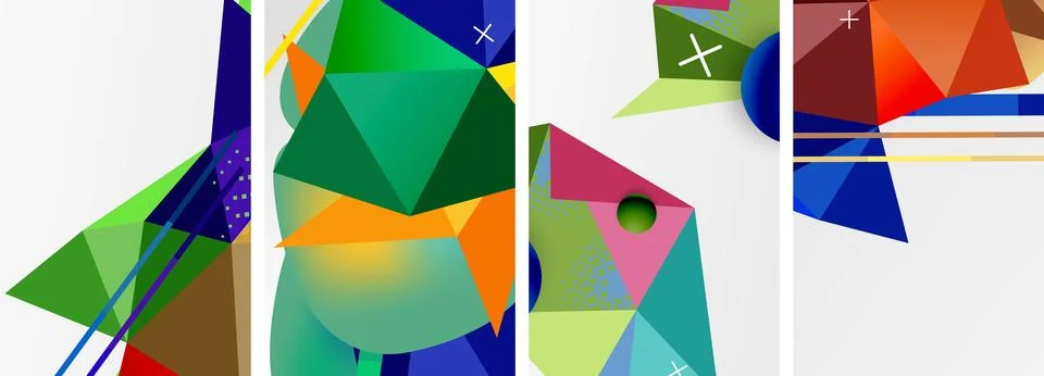 Geometric elements in abstract poster composition set. Vector illustration For Stock Illustration
