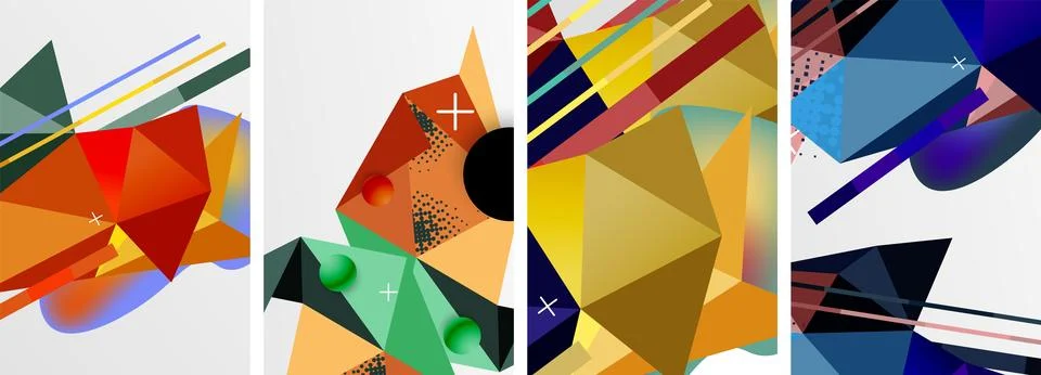 Geometric elements in abstract poster composition set. Vector illustration For 스톡 일러스트