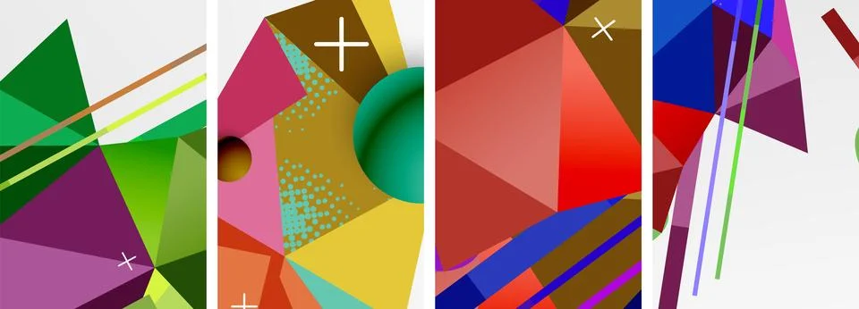 Geometric elements in abstract poster composition set. Vector illustration For Stock Illustration