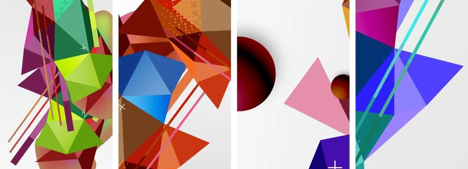 Geometric elements in abstract poster composition set. Vector illustration For Stock Illustration