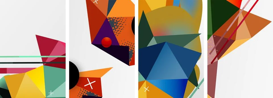 Geometric elements in abstract poster composition set. Vector illustration For Illustrazione stock
