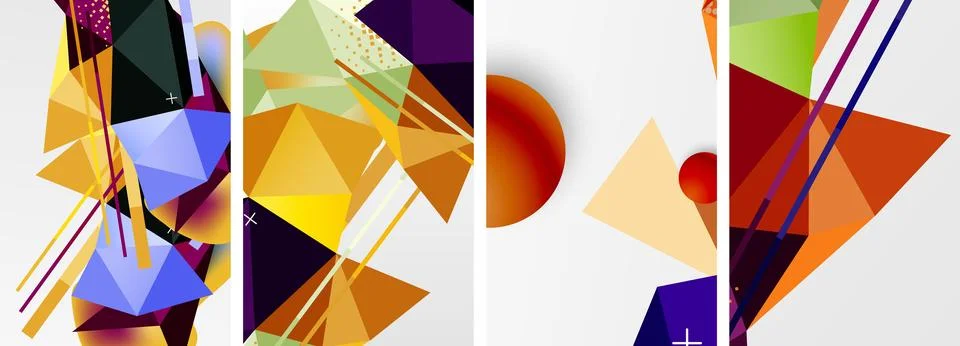 Geometric elements in abstract poster composition set. Vector illustration For Stock Illustration