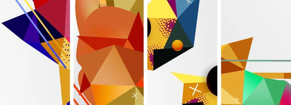 Geometric elements in abstract poster composition set. Vector illustration For Illustrazione stock