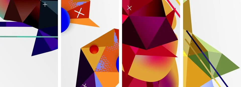 Geometric elements in abstract poster composition set. Vector illustration For Illustrazione stock