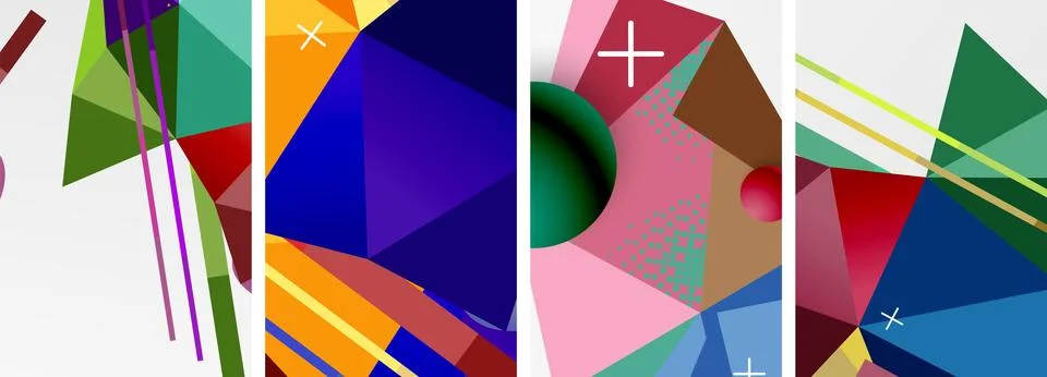 Geometric elements in abstract poster composition set. Vector illustration For Stock Illustration