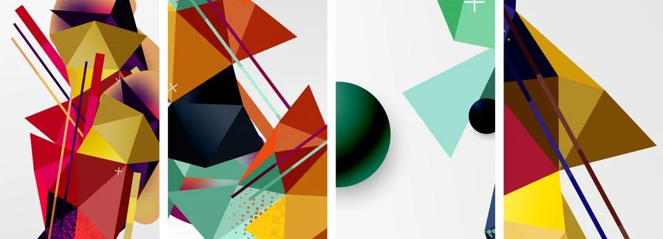Geometric elements in abstract poster composition set. Vector illustration For 스톡 일러스트