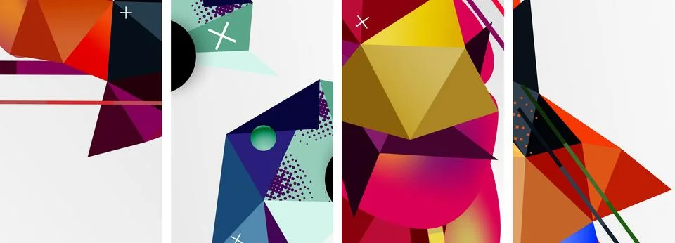 Geometric elements in abstract poster composition set. Vector illustration For 스톡 일러스트