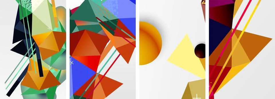 Geometric elements in abstract poster composition set. Vector illustration For Illustrazione stock