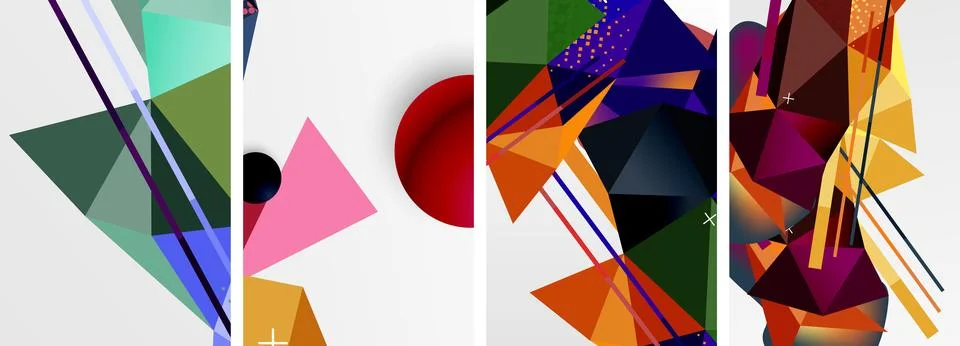 Geometric elements in abstract poster composition set. Vector illustration For Stock Illustration