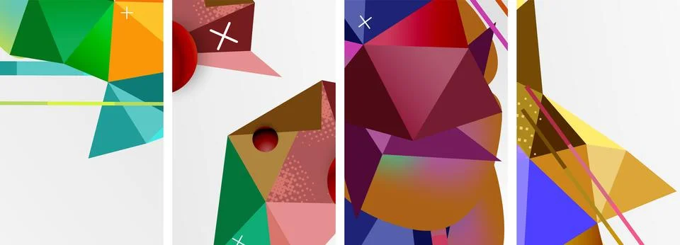 Geometric elements in abstract poster composition set. Vector illustration For Stock Illustration