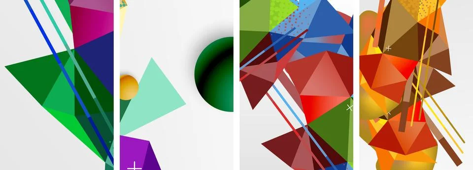 Geometric elements in abstract poster composition set. Vector illustration For Illustrazione stock