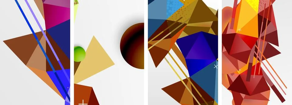 Geometric elements in abstract poster composition set. Vector illustration For Stock Illustration