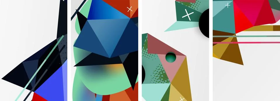 Geometric elements in abstract poster composition set. Vector illustration For Illustrazione stock