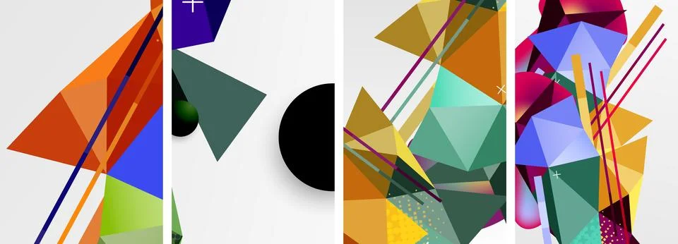 Geometric elements in abstract poster composition set. Vector illustration For 스톡 일러스트