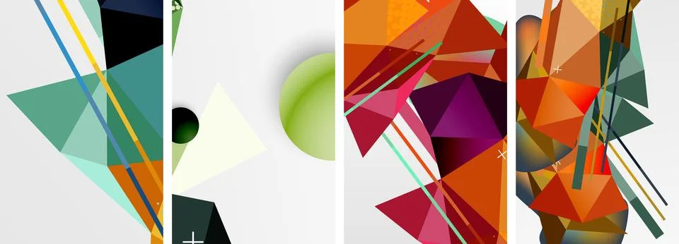 Geometric elements in abstract poster composition set. Vector illustration For Stock Illustration