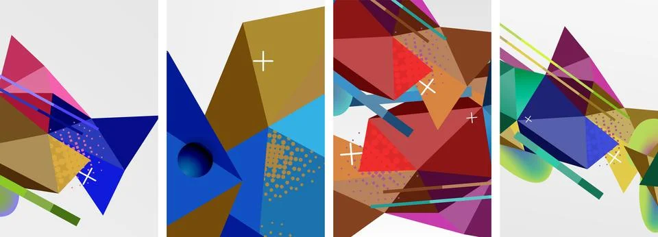 Geometric elements in abstract poster composition set. Vector illustration For Illustrazione stock