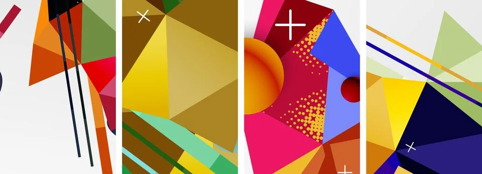 Geometric elements in abstract poster composition set. Vector illustration For Stock Illustration