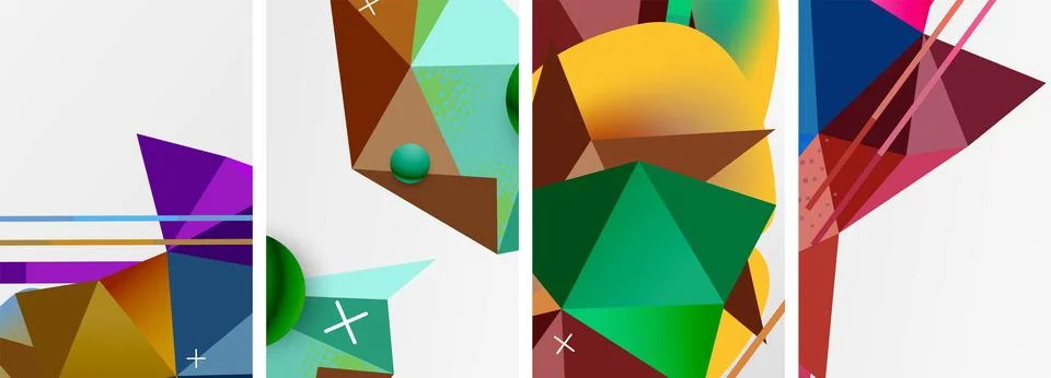 Geometric elements in abstract poster composition set. Vector illustration For Illustrazione stock