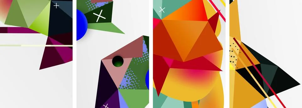 Geometric elements in abstract poster composition set. Vector illustration For Illustrazione stock
