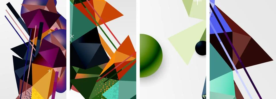 Geometric elements in abstract poster composition set. Vector illustration For Stock Illustration