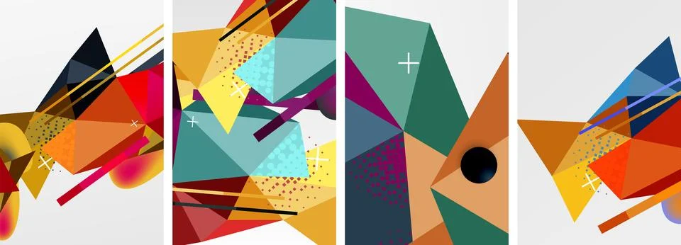 Geometric elements in abstract poster composition set. Vector illustration For Illustrazione stock