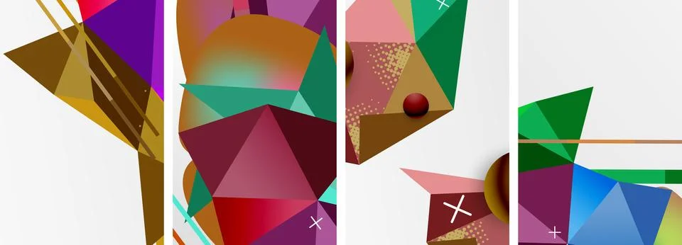 Geometric elements in abstract poster composition set. Vector illustration For 스톡 일러스트