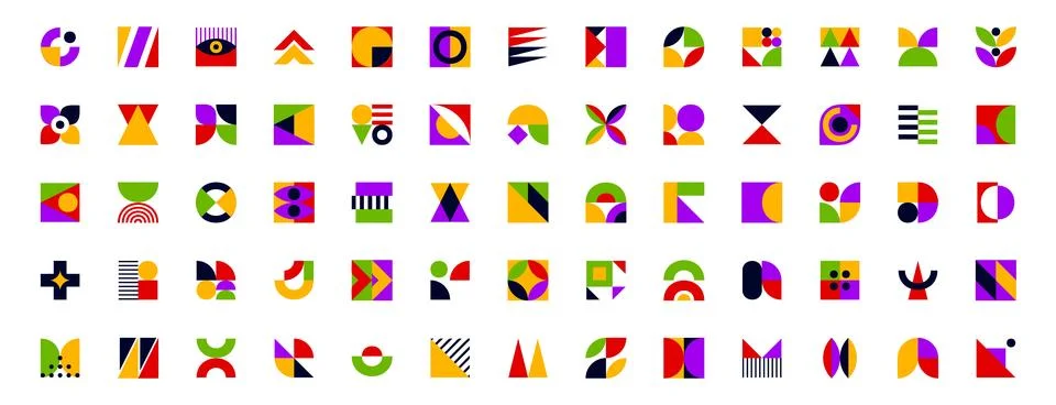Geometric elements, abstract vector shapes set Stock Illustration