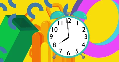Geometric elements with Alarm Clock animation Stock Footage 311902830