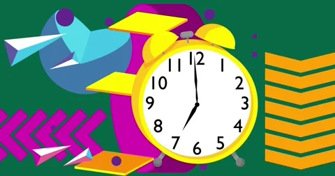 Geometric elements with Alarm Clock video Stock Footage 311902833