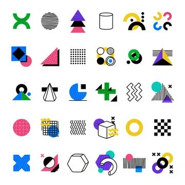 Geometric Elements and Shapes for Creative Design Vector Set 库存插图