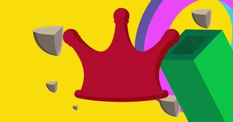 Geometric elements with Crown animation Stock Footage 332701558