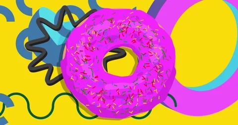 Geometric elements with Doughnut animation Stock Footage 313284912