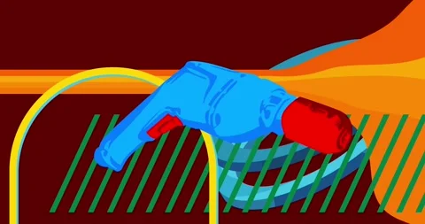 Geometric elements with Drill animation Stock Footage 332637425