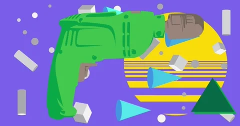 Geometric elements with Drill Stock Footage 332637421