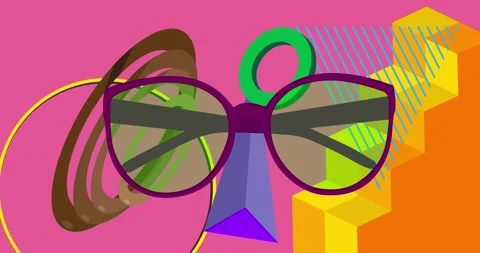Geometric elements with Glasses animation Stock Footage 311999249
