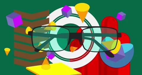Geometric elements with Glasses Stock Footage 311999261