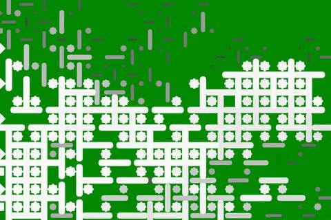 Geometric elements on green background. Abstract digital illustration. Stock Illustration