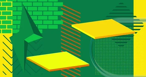 Geometric  elements green yellow background animation Stock Footage 246568885