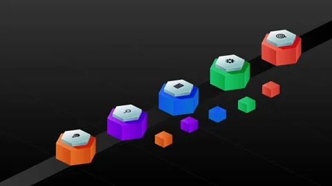 Geometric elements with icons representing business ideas Stock Footage 327787343